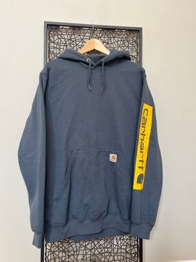 Carhartt Original Fit Sleeve Hoodie Navy Grey Gold Logo Unisex/Men M IRREGULAR